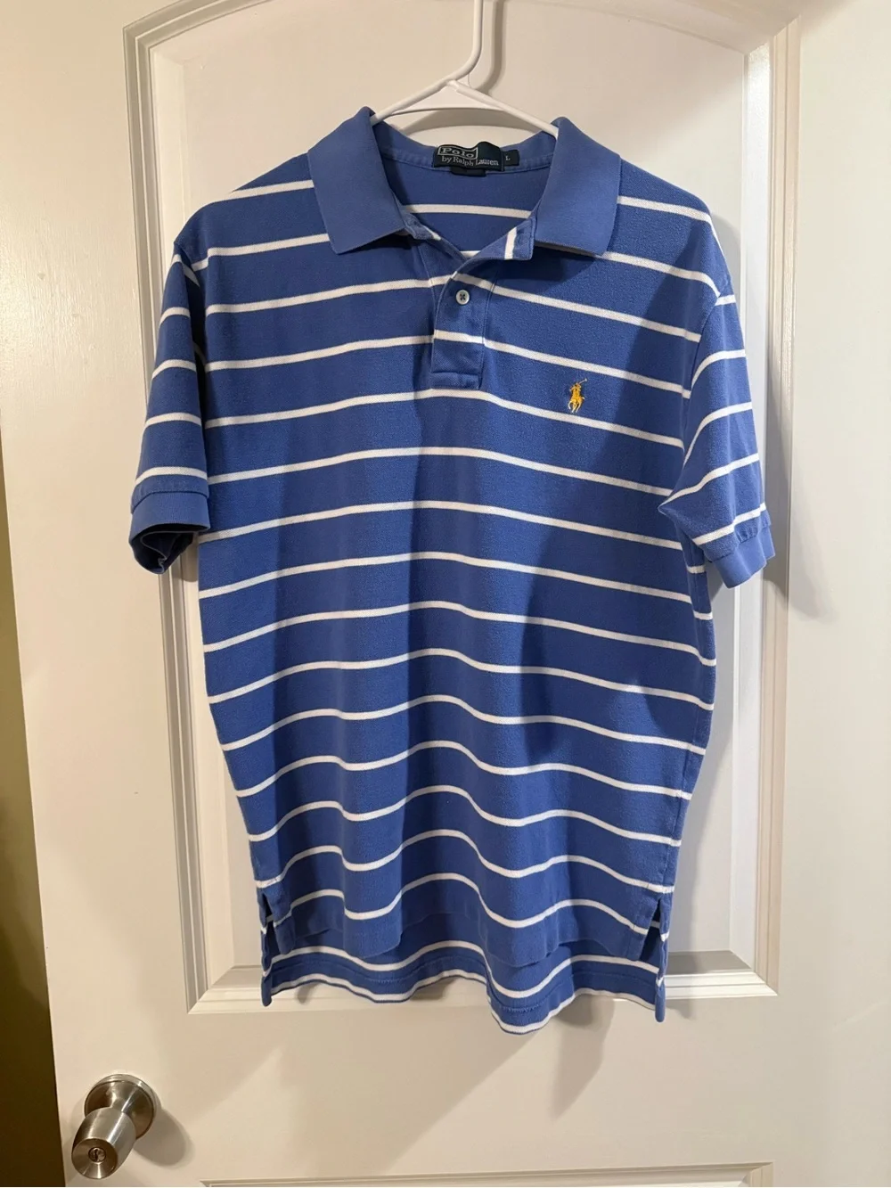 Ralph Lauren Blue and White Striped Knit Top